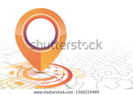 Gps icon mock up orange color technology style showing on the street.isolate white background.vector illustration
