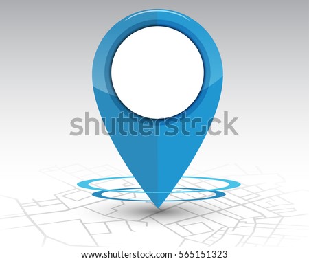 GPS pin checking location blue color on map.vector illustration