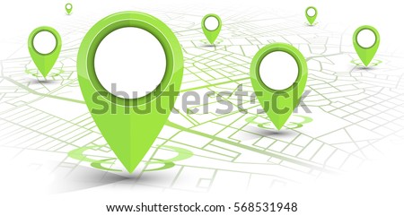 GPS.navigator pin green color mock up with map on white background. vector illustration