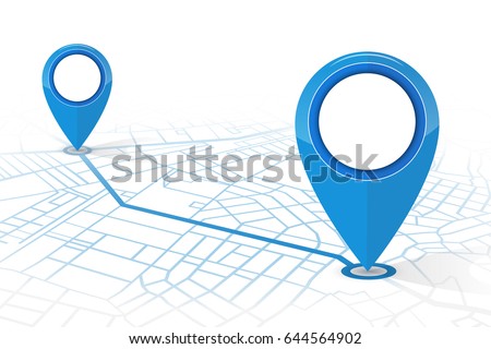 GPS navigator pin checking point to point on street map blue color in white background.vector illustration