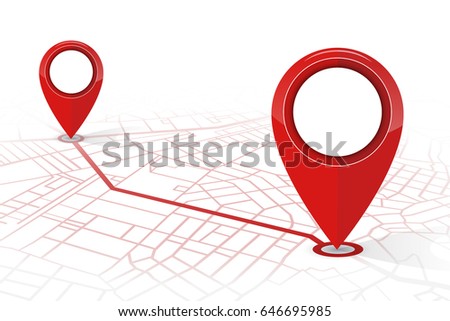 GPS navigator pin checking point to point red color on white background.vector illustration