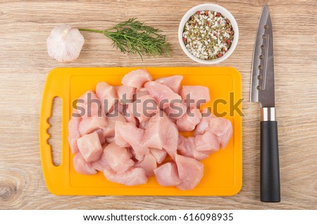 Similar – Image, Stock Photo Bowl of cut chicken broccoli macaroni and cheese