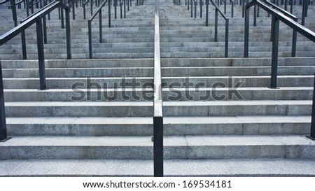 Long staircase and railing