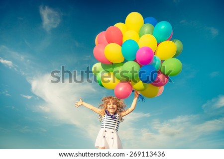 Similar – Image, Stock Photo happy child with balloons in the field