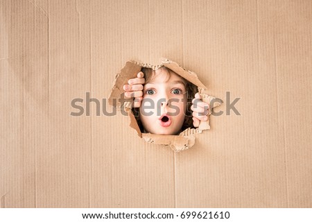 Similar – Image, Stock Photo Child looks through hole in snow