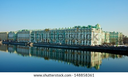 View of Hermitage museum (The Winter Palace) from Neva river, St. Petersburg, Russia