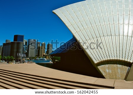 SYDNEY - NOVEMBER 6: Sydney Opera House view on November 6, 2013 in Sydney, Australia. The Sydney Opera House is a famous arts center. It was designed by Danish architect Jorn Utzon.