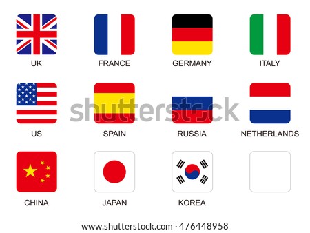 national flag square icon set