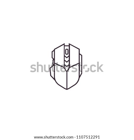 Gaming or computer mouse line icon on isolated background. 