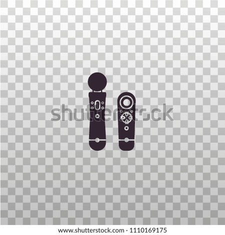 Move motion and navigation game controllers - set of black silhouette icons on isolated transparent background. Accessories for video gaming consoles - vector sign, symbol, pictogram. 