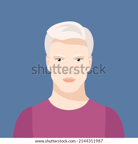 Portrait of albino man. Vector illustration of a guy with albinism Imagine de stoc © 