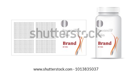 bottle of pills on the gray background. Front view. 3D illustration.