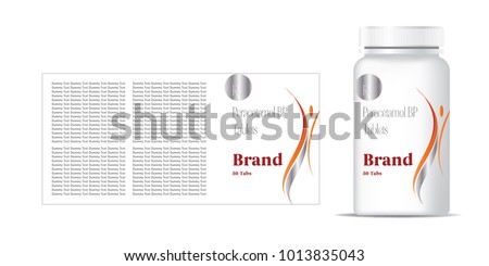 bottle of pills on the gray background. Front view. 3D illustration.