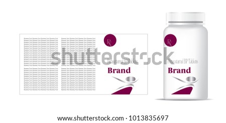 bottle of pills on the gray background. Front view. 3D illustration.