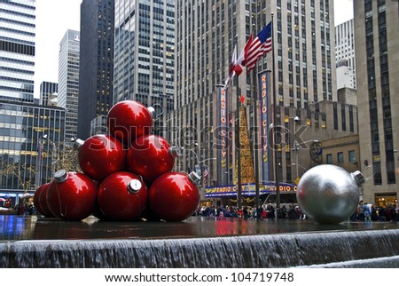 NEW YORK - DECEMBER 26: Christmas Decorations in Rockefeller Center on December 26, 2011 in  New York City.