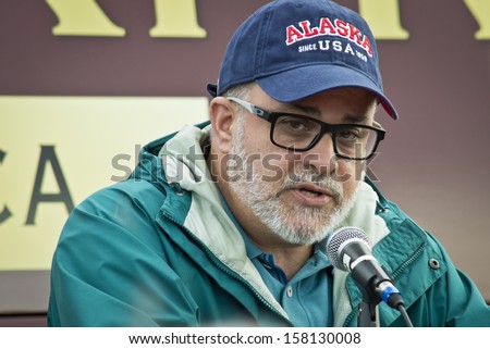 NEW EGYPT, NEW JERSEY/USA OCTOBER 12: Radio talk show host and best selling author Mark Levin at the Tea Party rally for Steve Lonegan on October 12 2013 in New Egypt New Jersey.