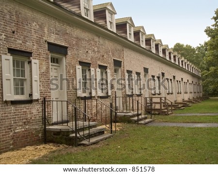 This is a shot of some historic colonial row homes at Allaire State park in New Jersey.