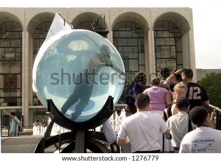 David Blaine is in an underwater sphere for one week outside Lincoln Center in preparation of hie big escape on May 8th.