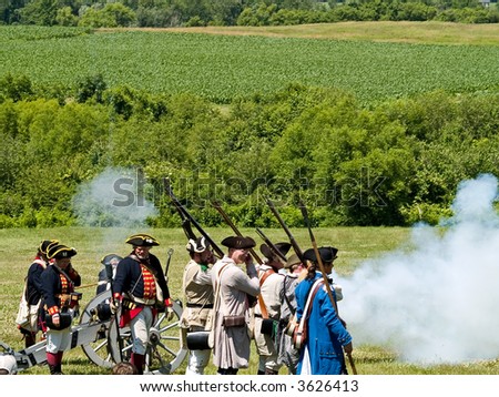 Actors performing at the annual Battle of Monmouth reenactment located at Monmouth Battlefield State Park every June in Manalapan New Jersey.