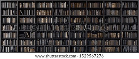 Bookshelves in the library with old books 3d render 3d illustration Сток-фото © 
