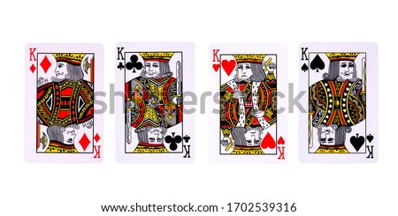 Playing cards for poker game on white background with clipping path. Concept of gamble games and casino 商業照片 © 