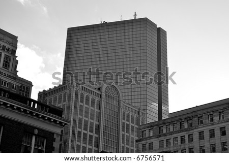 old, new and art deco buildings all in one spot in boston\'s copley square in downtown boston massachusetts
