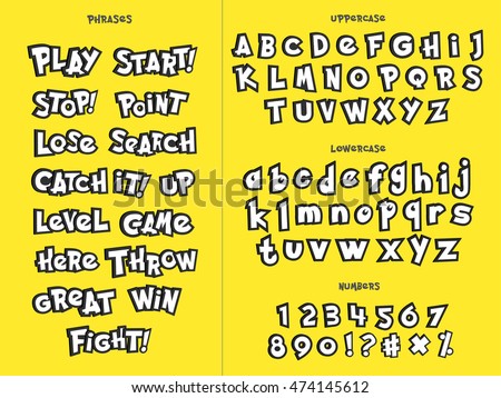 Alphabet numbers and phrases Alphabet in cartoon style