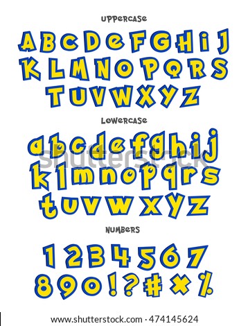 Alphabet numbers and phrases Alphabet in cartoon style