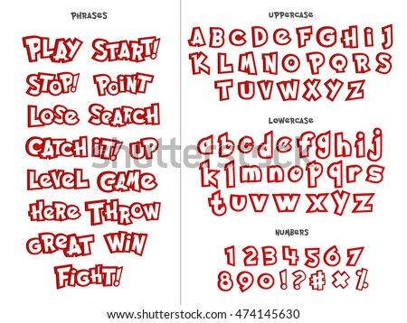 Alphabet numbers and phrases Alphabet in cartoon style