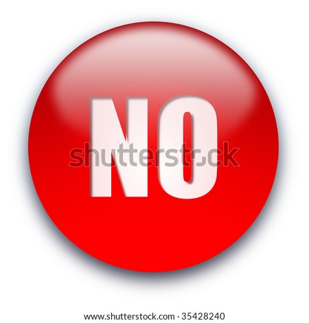 Red Glossy No Button Isolated Over White Background Stock Photo ...