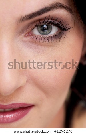 half portrait of a girl face with makeup