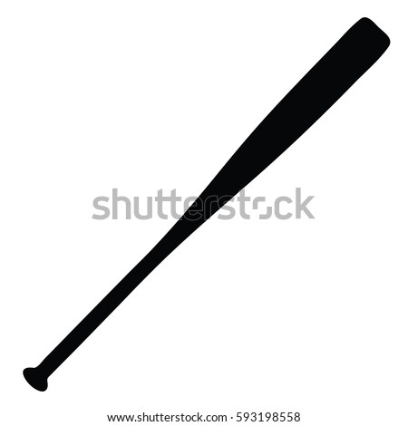 A black and white silhouette of a baseball bat