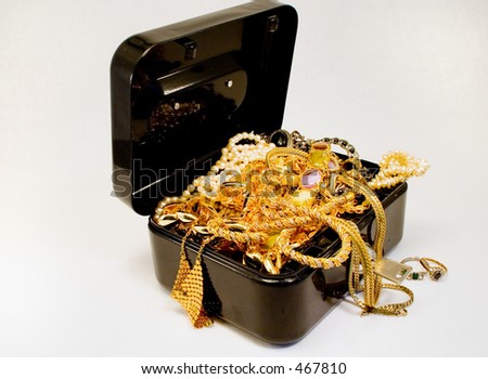A treasure chest filled with jewelry