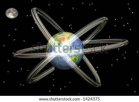 Satellite paths around the world