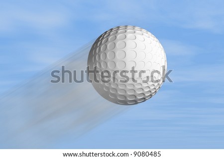 A golf ball hit into the sky