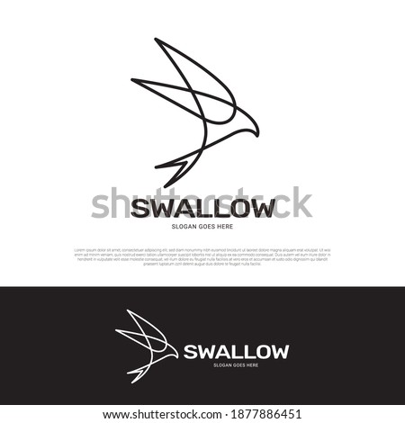 Swallow bird wing logo icon symbol mono line design