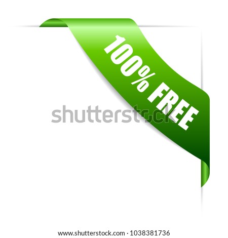 100 free green corner ribbon vector icon isolated on white background