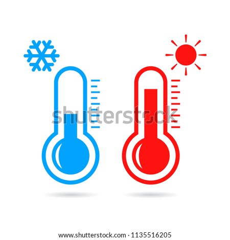 Hot and cold temperature vector pictogram illustration isolated on white background