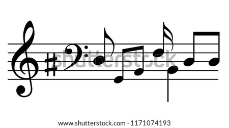 Music stave and notes vector illustration on white background