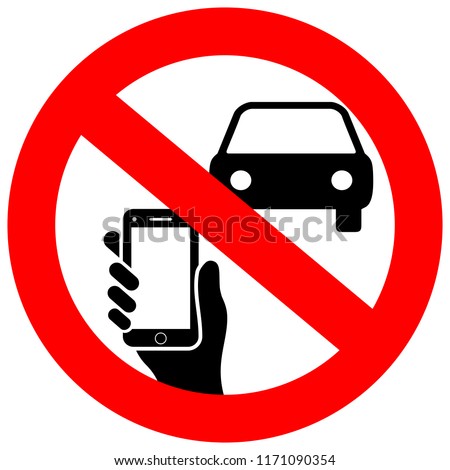 No texting and phone use while driving vector sign on white background