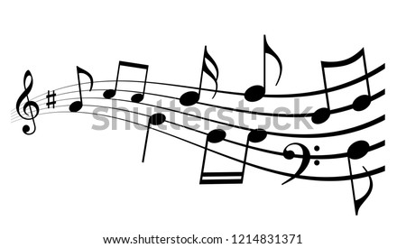 Waving notes and melody icon vector illustration isolated on white background