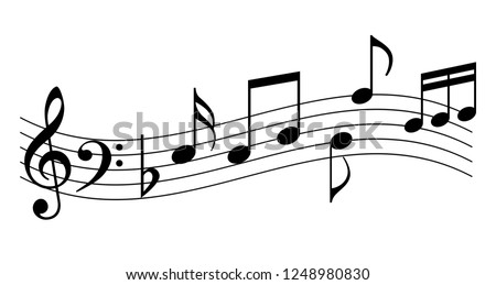 Waving music notes vector icon illustration isolated on white background