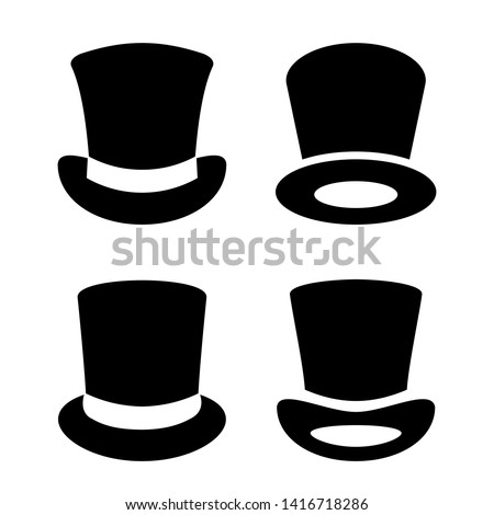 Top hat vector icon set on white background