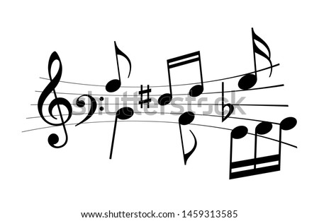 Music notes and melody vector icon isolated on white background