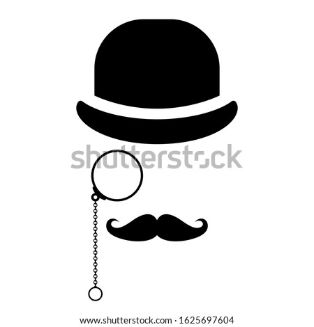 Old style man with pince-nez, vector icon illustration isolated on white background