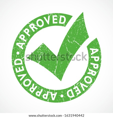 Grunge approved emblem isolated on white background