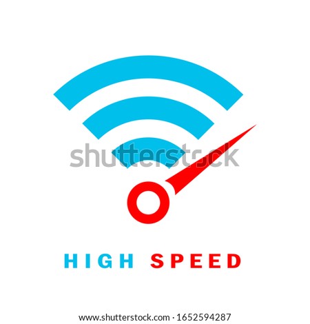 Fast wi-fi internet connection vector logo on white background