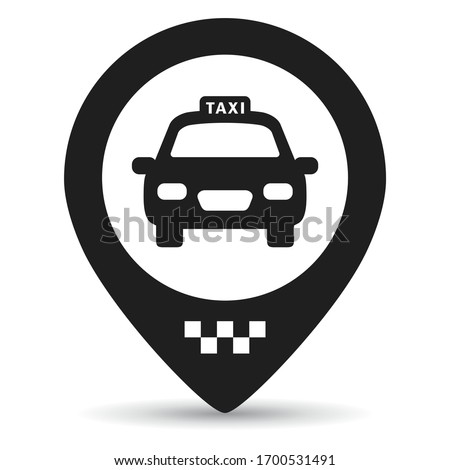 Taxi stop here, location marker on white background