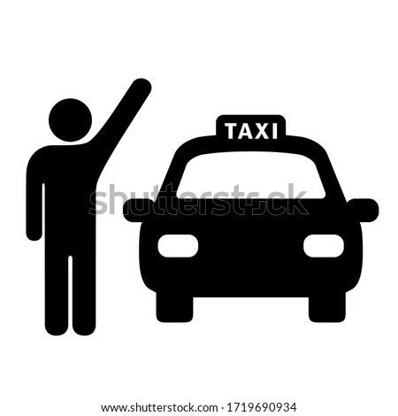 Person catching taxi vector icon on white background