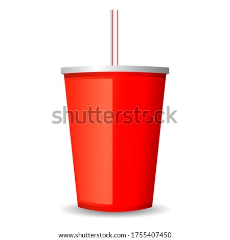 Soft drink red cup vector illustration on white background
